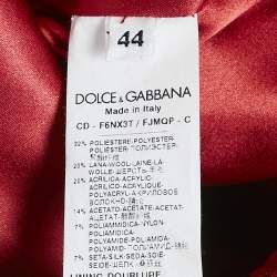 Pre Owned Dolce & Gabbana Red Jacquard Sleeveless Short Dress M