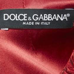 Pre Owned Dolce & Gabbana Red Jacquard Sleeveless Short Dress M