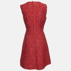 Pre Owned Dolce & Gabbana Red Jacquard Sleeveless Short Dress M