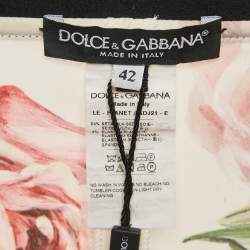 Dolce & Gabbana White Floral Print Silk Trousers M