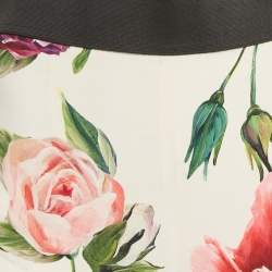 Dolce & Gabbana White Floral Print Silk Trousers M