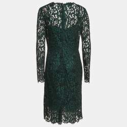 Dolce & Gabbana Green Lace Long Sleeve Midi Dress M