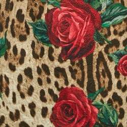 Dolce & Gabbana Brown Leopard and Rose Print Jacquard Mini Skirt S