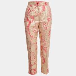 Dolce & Gabbana Pink/Gold Paisley Brocade Trousers S