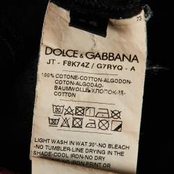 Pre Owned Dolce & Gabbana Black Printed Cotton Logo Patch Detail T-Shirt S