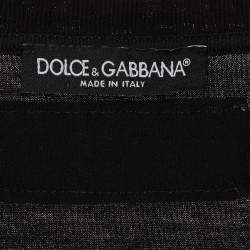Pre Owned Dolce & Gabbana Black Printed Cotton Logo Patch Detail T-Shirt S