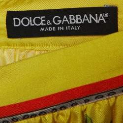 Pre Owned Dolce & Gabbana Yellow Sicilian Lemon Print Silk Flared Skirt S