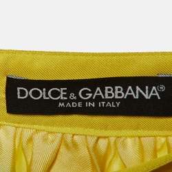 Pre Owned Dolce & Gabbana Yellow Sicilian Lemon Print Silk Flared Skirt S