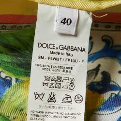 Pre Owned Dolce & Gabbana Yellow Sicilian Lemon Print Silk Flared Skirt S