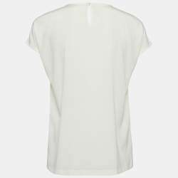 Pre Owned Dolce & Gabbana Off-White Embellished Silk Top S