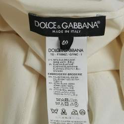 Pre Owned Dolce & Gabbana Off-White Embellished Silk Top S