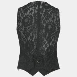 Dolce & Gabbana Black Lace and Viscose Button Front Vest S