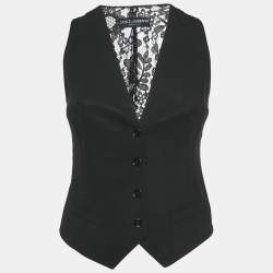 Dolce & Gabbana Black Lace and Viscose Button Front Vest S