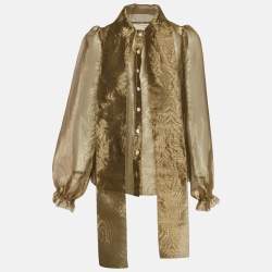 Dolce & Gabbana Metallic Organza Sheer Blouse S