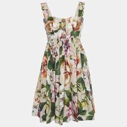 Dolce & Gabbana Multicolor Floral Print Button Detail Sleeveless Mini Dress S