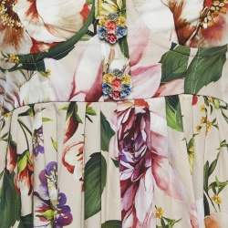 Dolce & Gabbana Multicolor Floral Print Button Detail Sleeveless Mini Dress S
