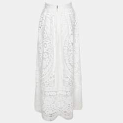 Dolce & Gabbana White Embroidered Cotton Maxi Skirt M 