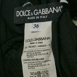 Pre Owned Dolce & Gabbana Black Floral Print Poplin Lace-Up Corset Midi Dress XS