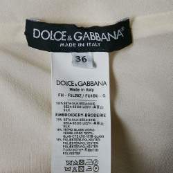Dolce & Gabbana White Floral Applique Organza Silk Sheer Blouse XS