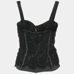 Pre Owned Dolce & Gabbana Black Lace and Jersey Bustier Top M