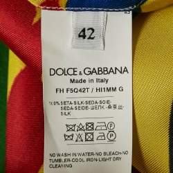 Dolce & Gabbana Multicolor Carretto Print Silk Oversized Shirt M
