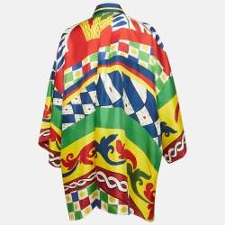 Dolce & Gabbana Multicolor Carretto Print Silk Oversized Shirt M