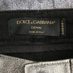 Pre Owned Dolce & Gabbana Silver Coated Skinny Jeans S Waist 26"