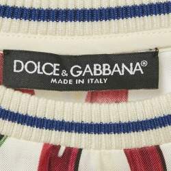 Pre Owned Dolce & Gabbana Multicolor Majolica Print Silk Lace Trim Top L