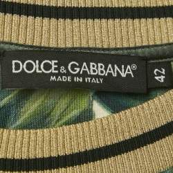 Dolce & Gabbana Green Hortensia Print Cotton Knit Jumper M