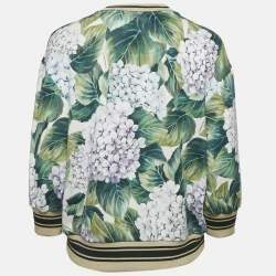 Dolce & Gabbana Green Hortensia Print Cotton Knit Jumper M