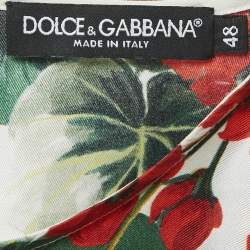 Pre Owned Dolce & Gabbana Red Floral Print Silk Blouse L