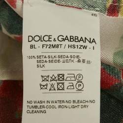 Pre Owned Dolce & Gabbana Red Floral Print Silk Blouse L