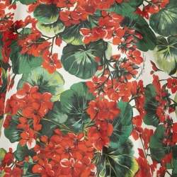 Pre Owned Dolce & Gabbana Red Floral Print Silk Blouse L