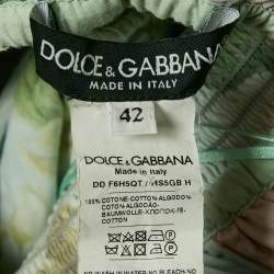 Pre Owned Dolce & Gabbana Blue Floral Print Poplin Shirring Tiered Mini Dress M