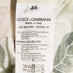 Pre Owned Dolce & Gabbana Light Green Floral Print Cotton Midi Dress L