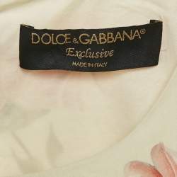 Pre Owned Dolce & Gabbana Light Green Floral Print Cotton Midi Dress L
