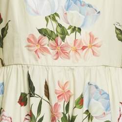 Pre Owned Dolce & Gabbana Light Green Floral Print Cotton Midi Dress L