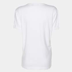 Pre Owned Dolce & Gabbana White Cotton Logo Print T-Shirt S
