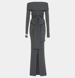 Pre Owned Dolce & Gabbana x Kim Grey Jersey Off-Shoulder Maxi Dress M