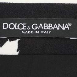 Dolce & Gabbana Black Floral Print Crepe A-Line Skirt M