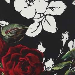 Dolce & Gabbana Black Floral Print Crepe A-Line Skirt M