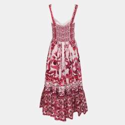 Dolce & Gabbana Pink Majolica Print Cotton Midi Dress M