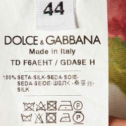 Pre Owned Dolce & Gabbana White Floral Print Silk Button Up Maxi Dress M