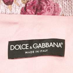 Dolce & Gabbana Pink Floral Lurex Jacquard Crop Jacket M