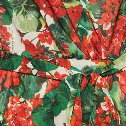 Dolce & Gabbana Multicolor Floral Print Silk Belted Midi Dress L