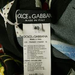 Dolce & Gabbana Black Embellished and Cocktail Print Crepe Long Dress S