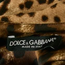 مملوكة مسبقًا Dolce & Gabbana Black Leopard Print Wool Blend Midi Dress XL