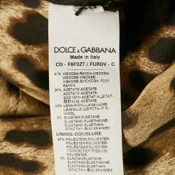 مملوكة مسبقًا Dolce & Gabbana Black Leopard Print Wool Blend Midi Dress XL
