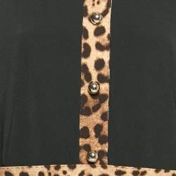 مملوكة مسبقًا Dolce & Gabbana Black Leopard Print Wool Blend Midi Dress XL
