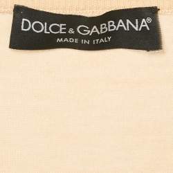 Dolce & Gabbana Beige Embellished Closure Knit Cardigan M